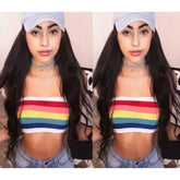 Rainbow Striped Strapless Tube Top